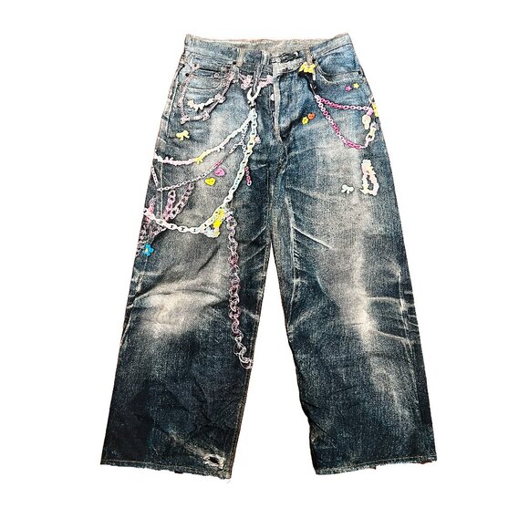 Acne Studios Paint Splatter Candy Chain 2021m Jeans - Picture 1 of 5